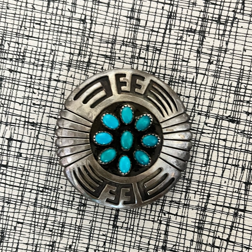 Vintage Turquoise/Silver Belt Buckle